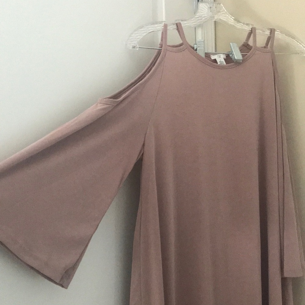 Blush cold shoulder dress